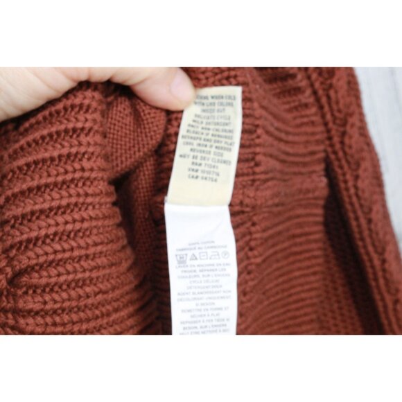 LL Bean Double L Mixed Cable Sweater Funnelneck Casual Burnt Mahogany M - Picture 5 of 9
